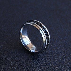 Fidget Ring, Spinner Ring, Anxiety Ring, Meditation Ring, Chain Spinner Ring Men